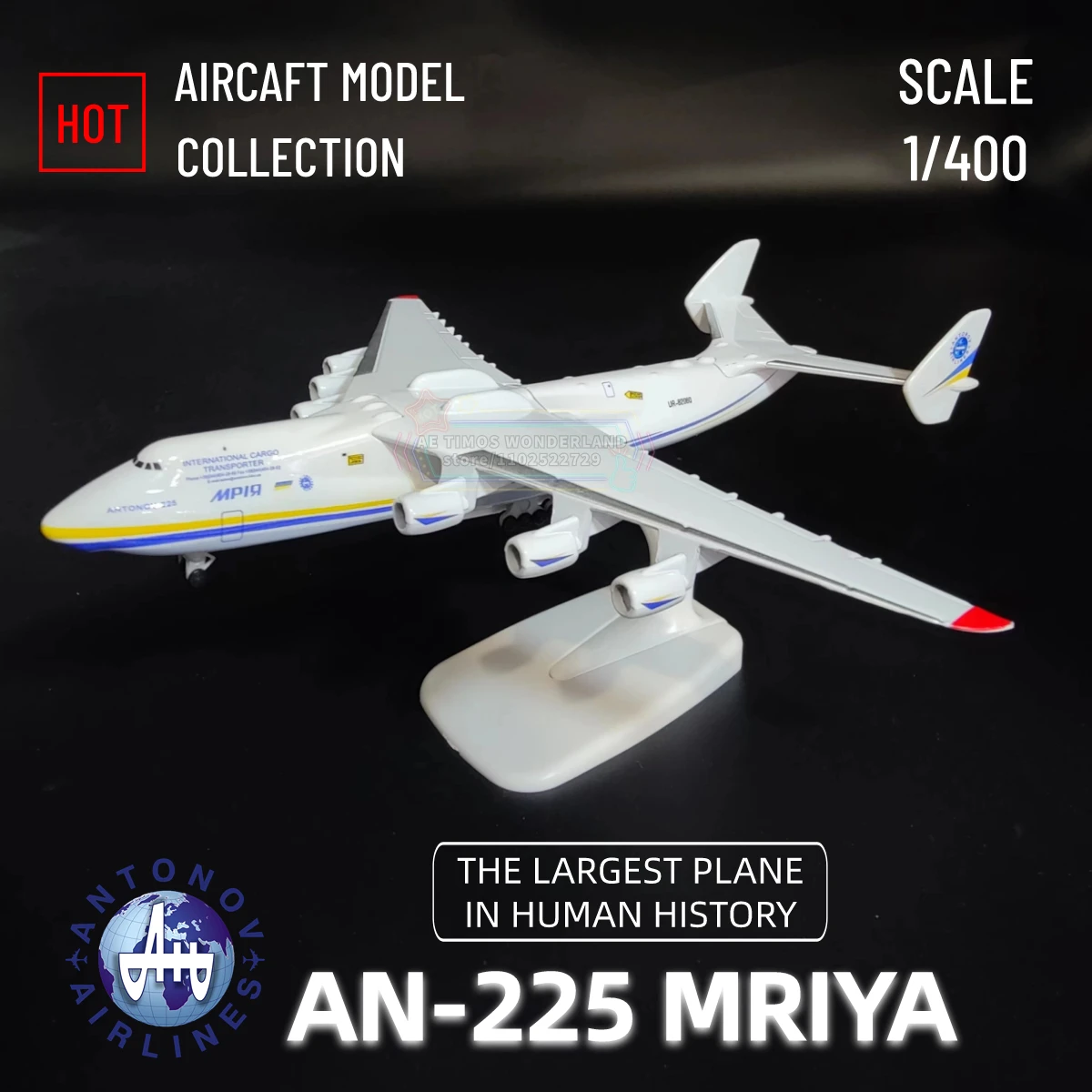 Antonov AN225 Mriya Hercules Airplane Replica Scale 1:400 Metal Aircraft Model Aviation Miniature Art Xmas Kid Boy Gift Toy