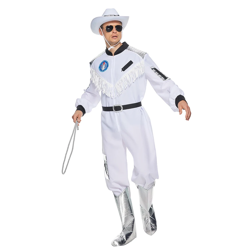 New Men's Space Cowboy Halloween Costume Adult Astronaut Cosplay Jumpsuit Carnival Easter Purim Fancy Dress