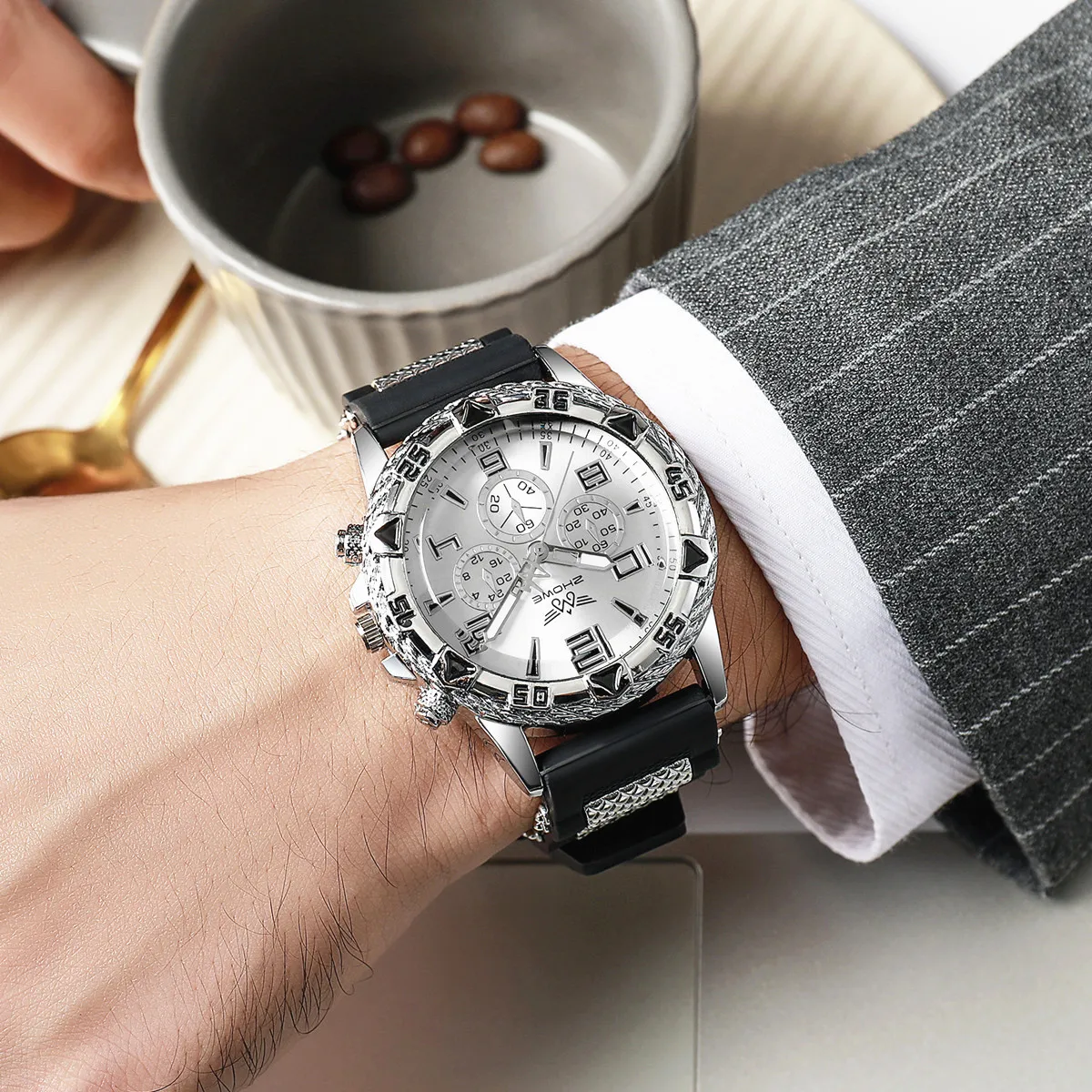 UTHAI CQ265 레저 실리콘 테이프 쿼츠 시계 패션 트렌드 남자 시계 스포츠 비즈니스 시계 선물