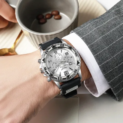 Imagen 2 del producto UTHAI CQ265 Reloj de cuarzo con cinta de silicona para ocio, reloj de moda para hombre, reloj deportivo de negocios, regalo