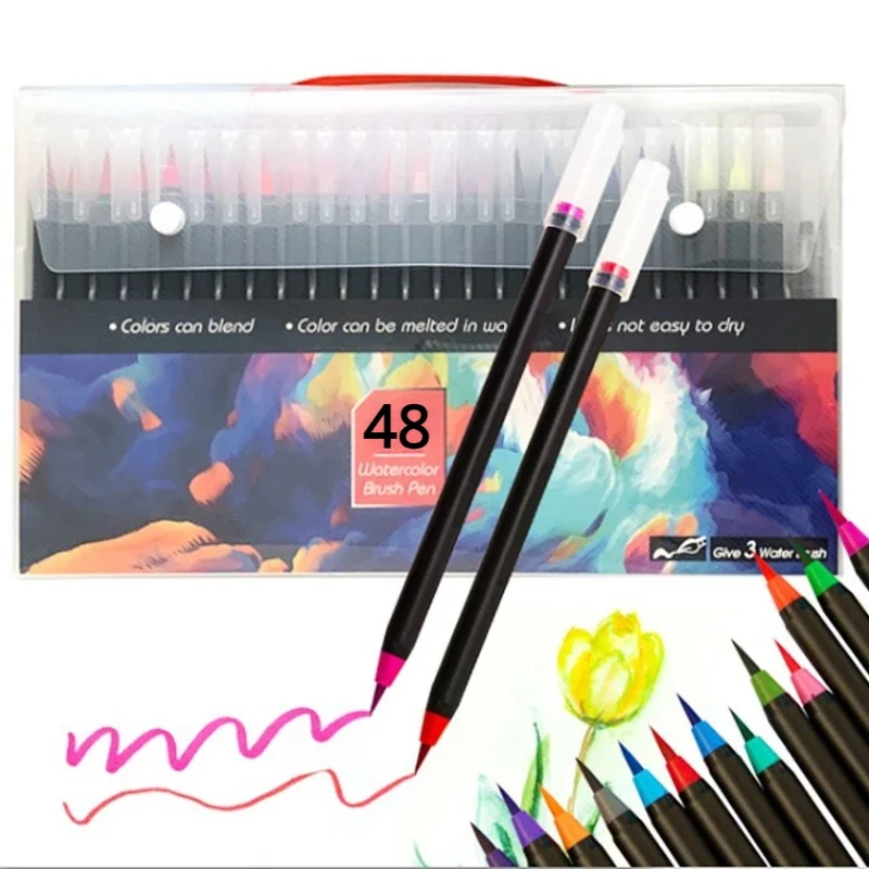 12/24/48Colors Set Watercolor Brush Pens Art Marker for Drawing Scrapbooking Lettering Manga Calligraphy Painting School