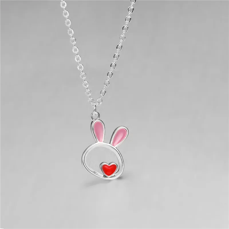 قلادة من الفضة الإسترلينية للنساء والفتيات ، قلب حب وأرنب ، مجوهرات عالية الجودة ، تخفيضات كبيرة ، LN094