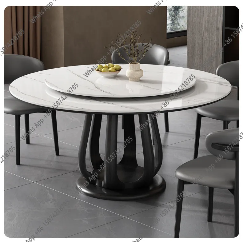 

Petal dining table rock slab round dining table and chair combination living room home modern solid wood round dining table