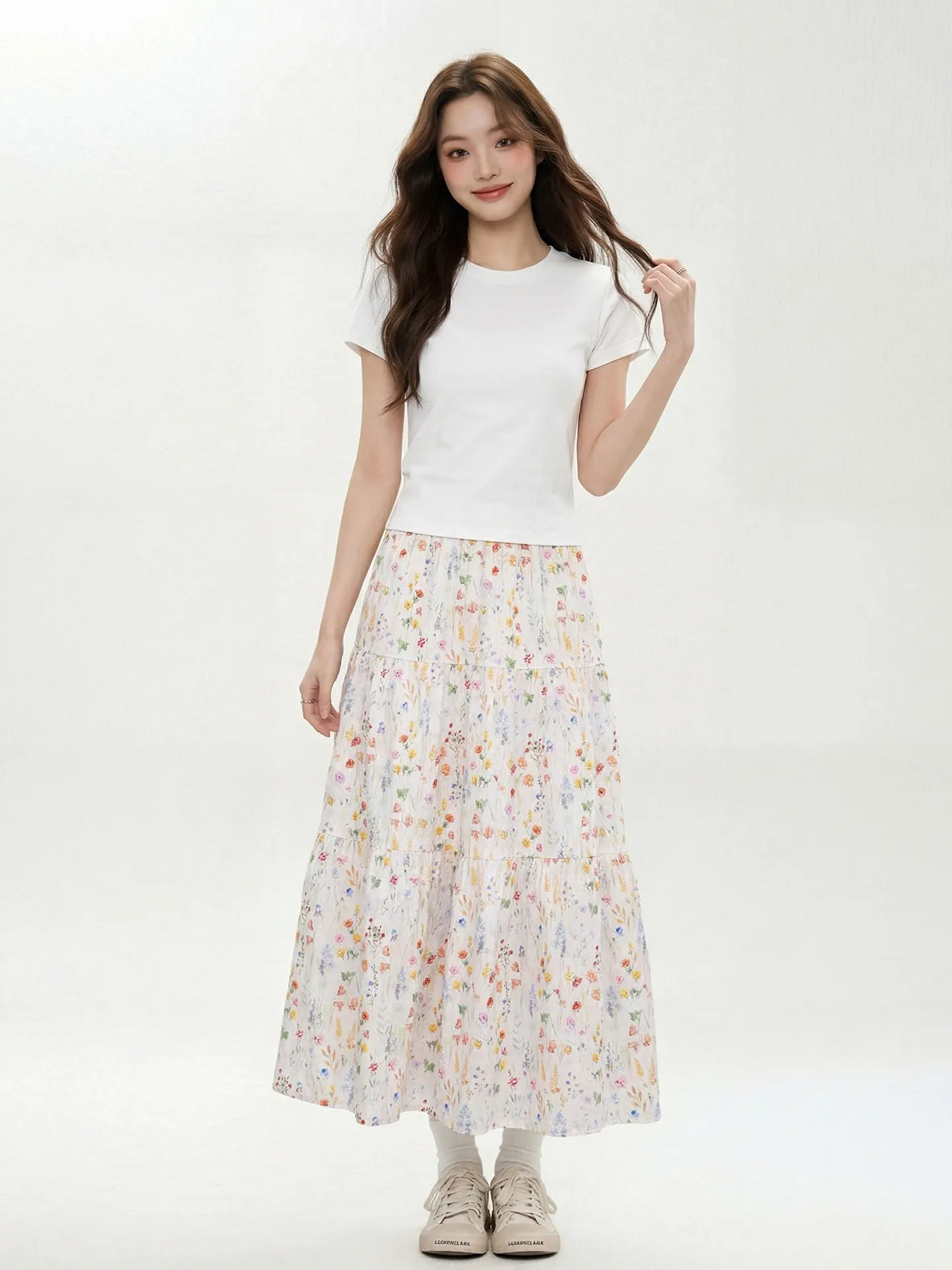 

Романтичная юбка в деревенском стиле с цветочным принтом, винтажная, с завышенной талией, приталенная, А-силуэт, для женщин, элегантная, для повседневной носки, свободного кроя, летняя