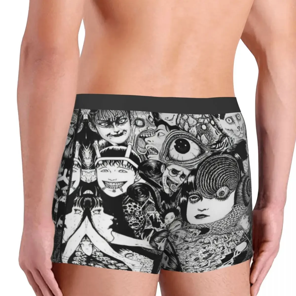 Ropa interior de Junji Ito Harajuku para hombre, calzoncillos transpirables, pantalones cortos estampados, Bóxer