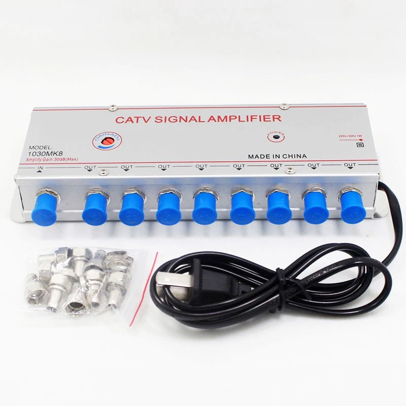 1030MK8 Cable Signal Amplifier 1/8 30Db Digital Tv Signal Booster Analog Digital Cable Tv Signal Amplifier