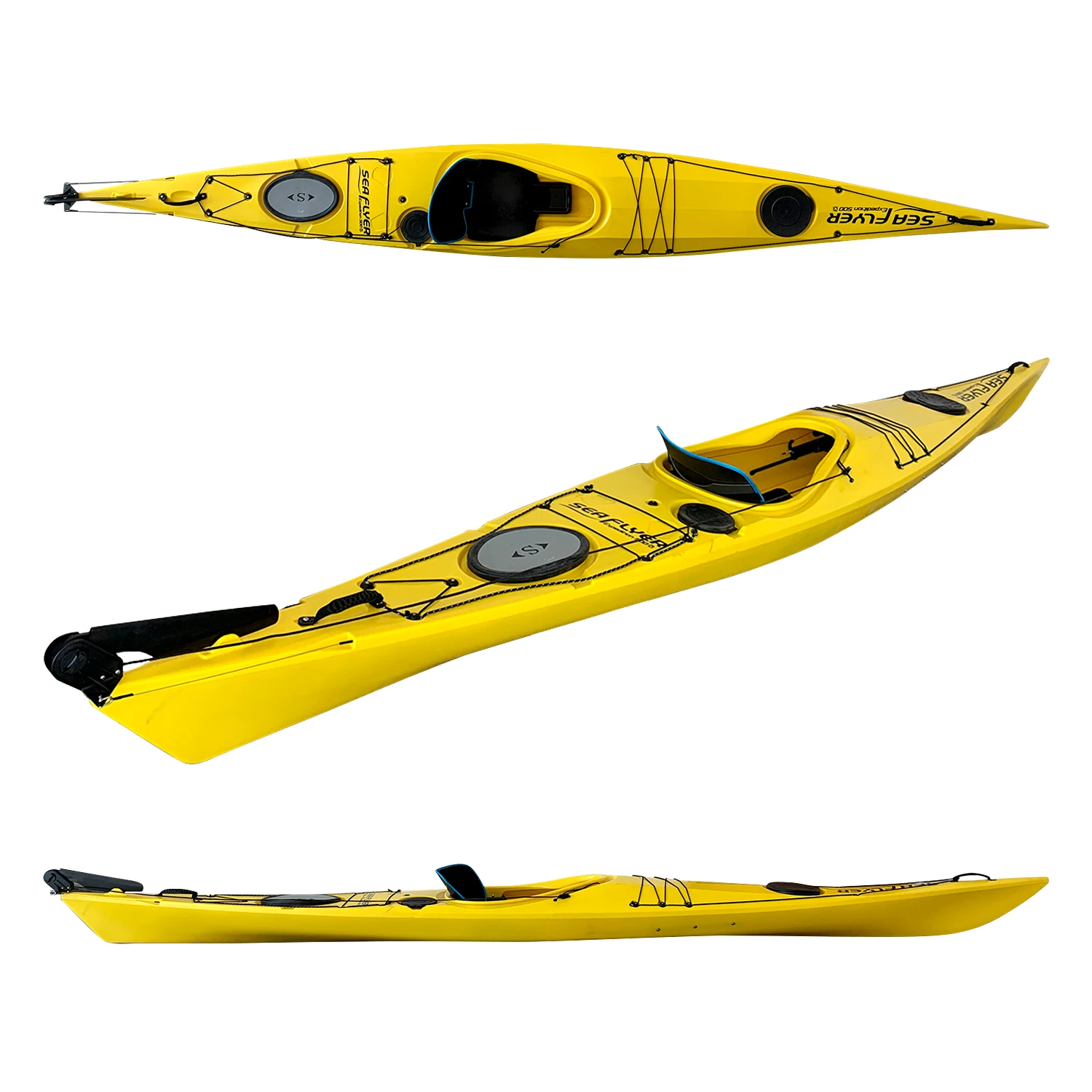 Newly arrived sea kayak with mounting points and speed design for fishing accessories