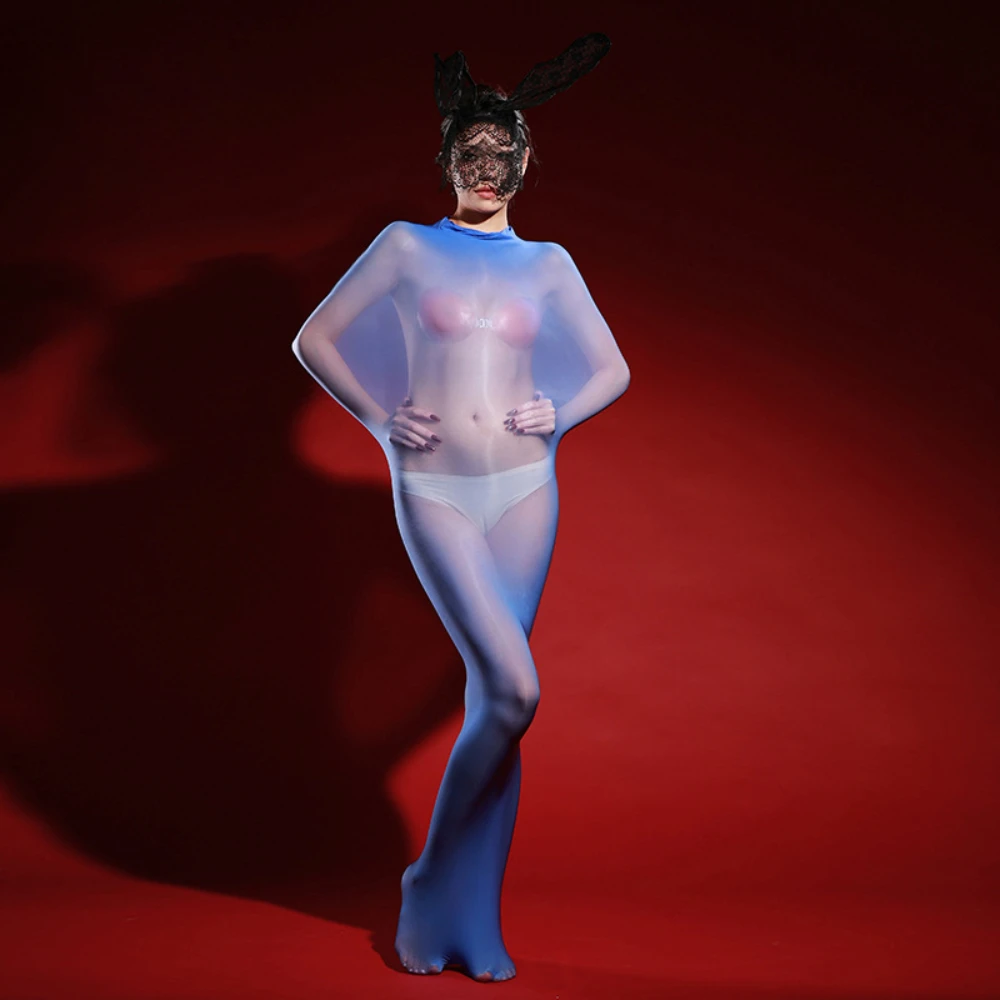 

Womens Full Body Stockings Sexy Lingerie Seamless Bodysuit Glossy Tight Transparent Jumpsuit Stretch Sleeping Bag Mummy Bondage