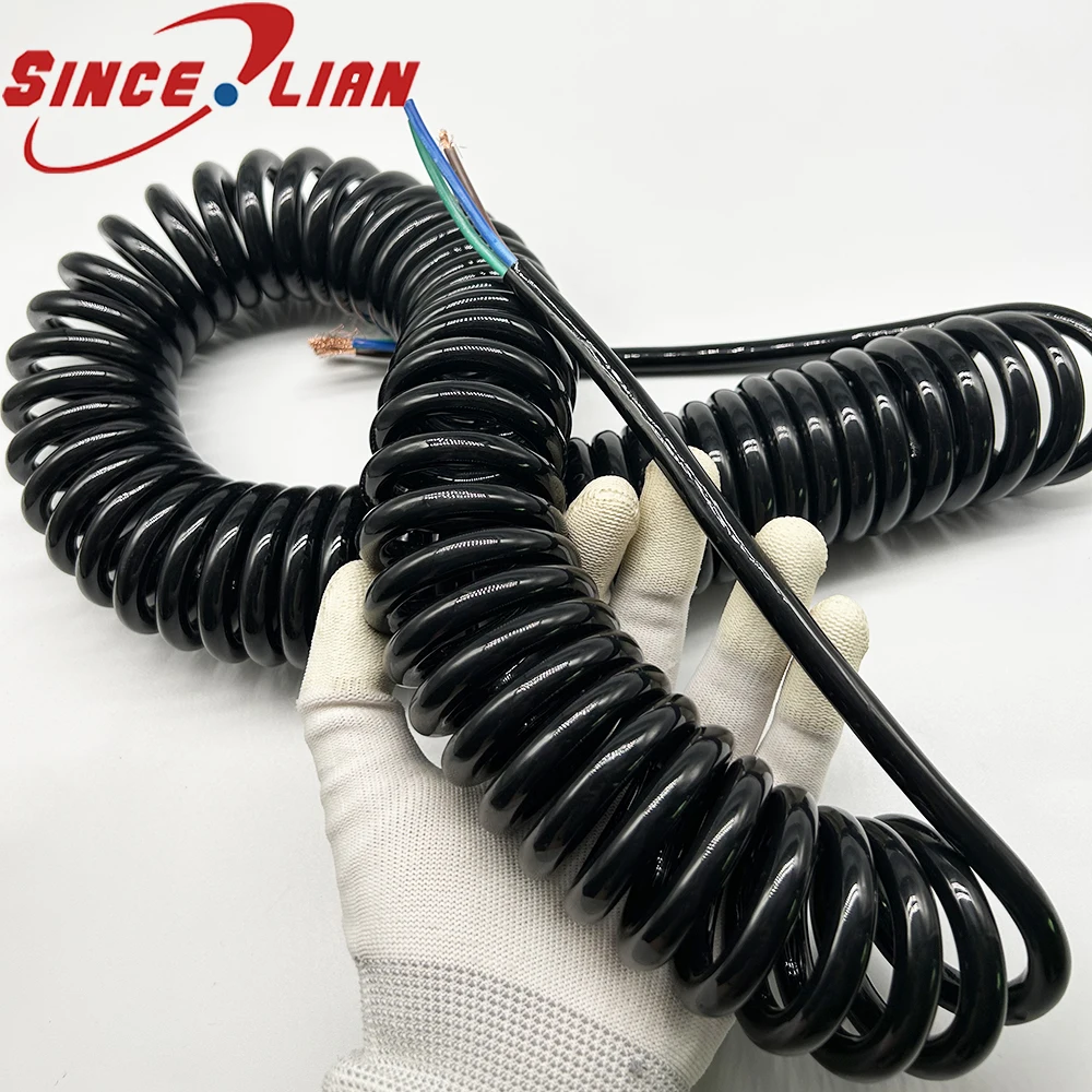 

Extend Tensile Wire 3 core 4 Sqaure Spring Spiral Cable Black TPU Telescopic Power Cord High-power Stretchable Spiral Wire