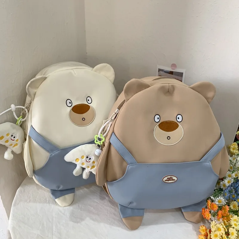 Mochila de urso bonito dos desenhos animados para meninas, grande capacidade, livro portátil leve, mochila Kawaii para estudantes universitários do ensino médio