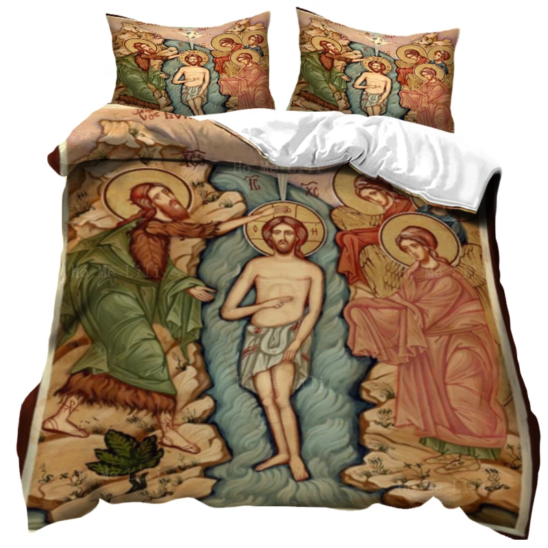 

Jesus Resurrection Metamorphosis Of Christ Theophany Baptism Icon Skin-friendly Duvet Cover By Ho Me Lili Bedding Decoration