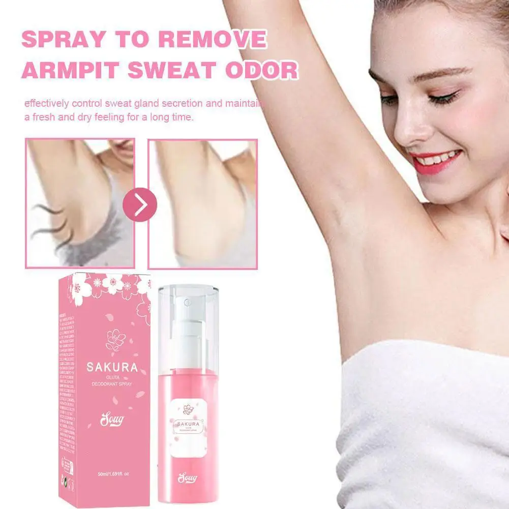 Sakura Body Spray Body Odor Remover Armpit Odor Spray Sweat Odor Control Long-Lasting Fragrance Underarm Deodorant Spray 50ml