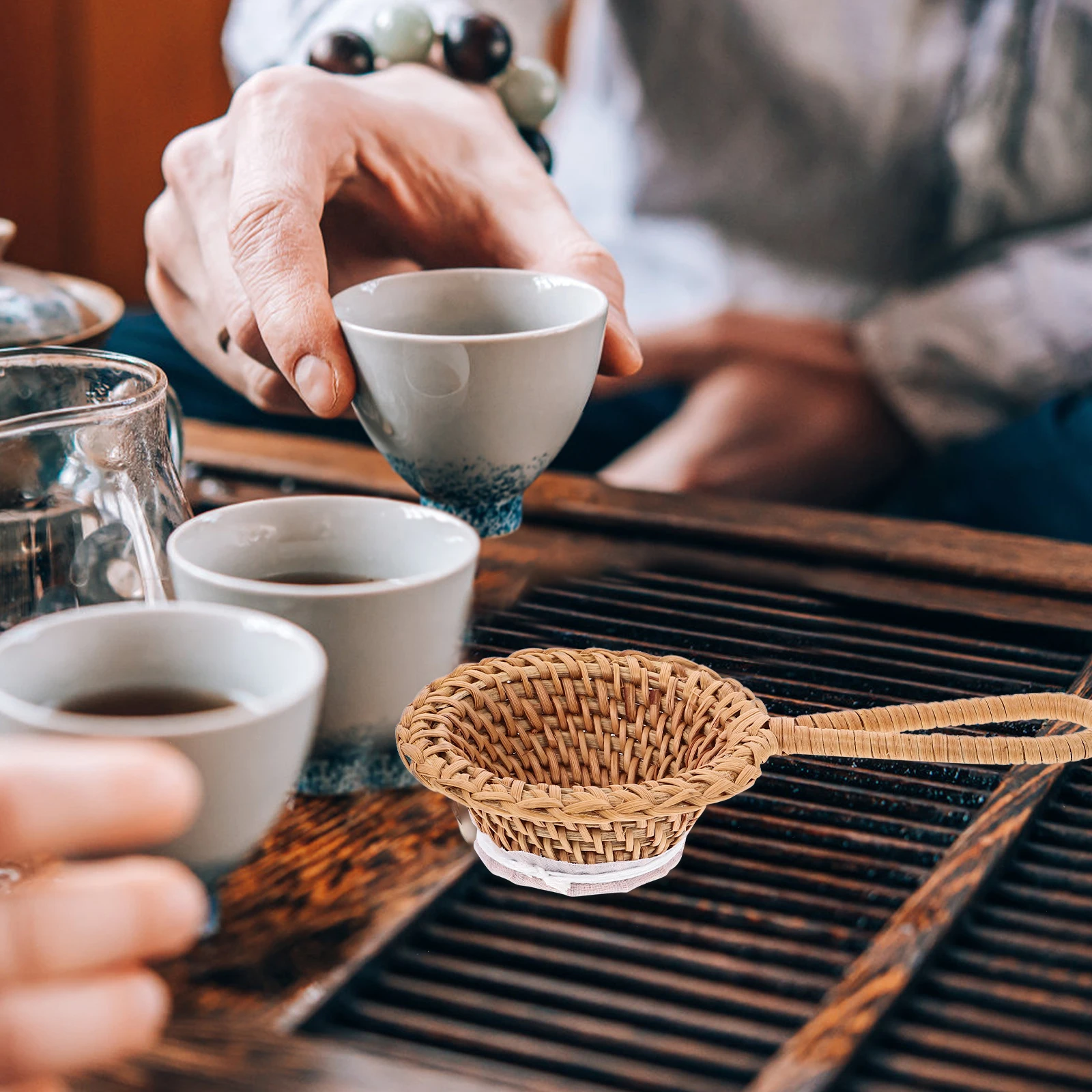 

Rattan Tea Handmade Filter Tool Loose Leaf Tea Infuser With Handle Infuser Ergonomic Handle Practical Accessories