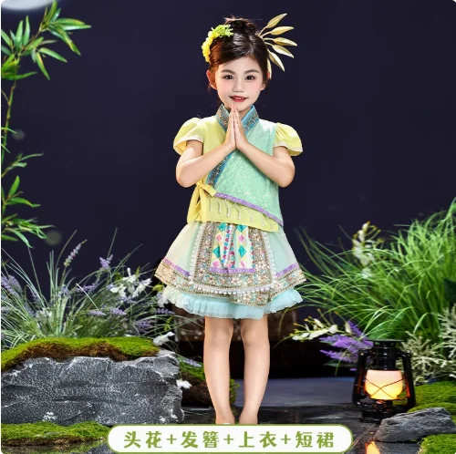 Costumi cinesi di performance per bambini Dai per il set del festival di spruzzi d'acqua