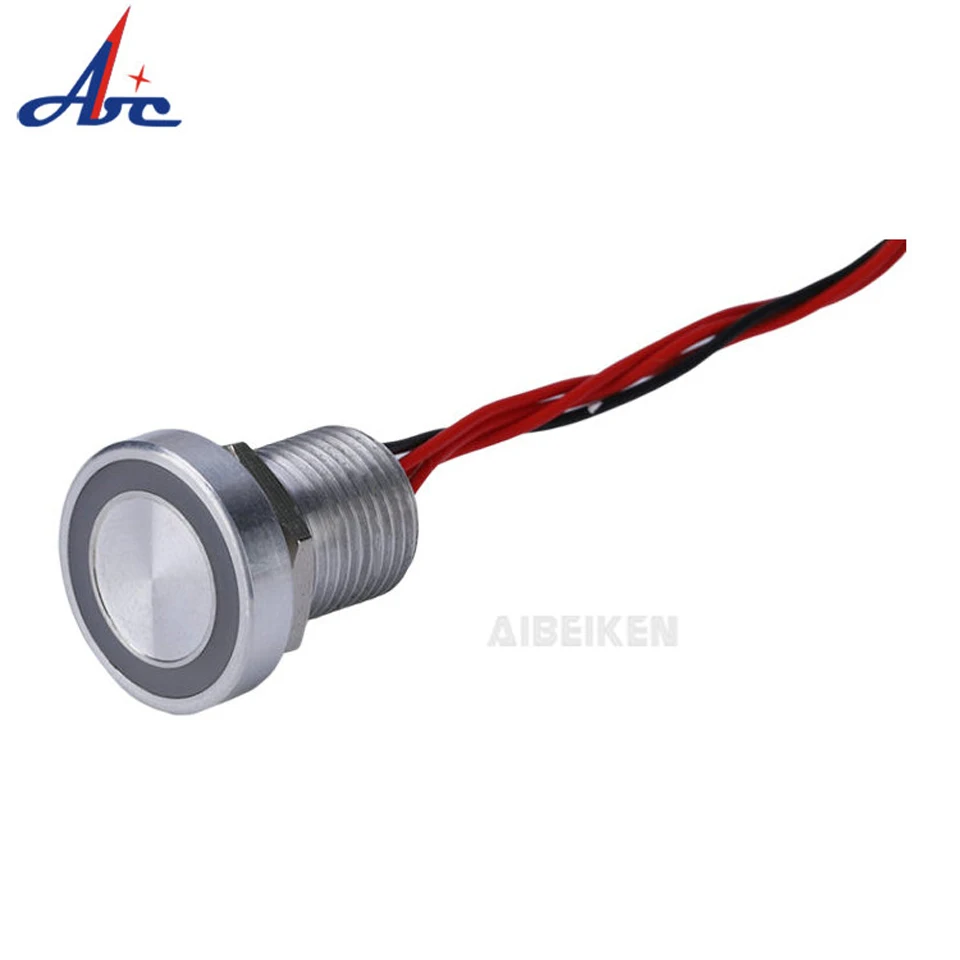 12mm 16mm 19mm IP68 Waterproof Momentaryf Flat Head Normal Open Ring Led Reset/Latching Stainless Steel Shell Piezo Touch Switch