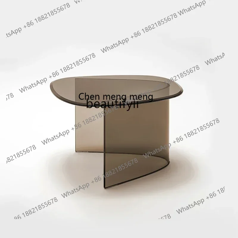 

CC Italian minimalist living room small apartment tempered glass lens bright size coffee table combination