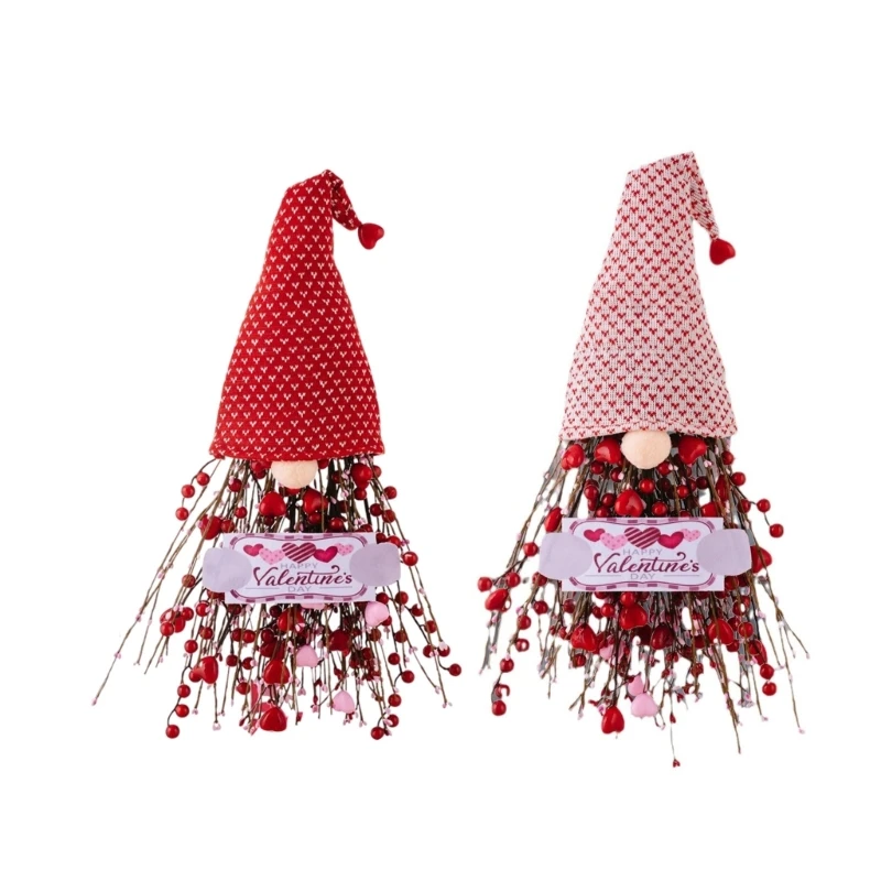 

Y166 Valentine's Day Hanging Tree with Heart Pattern Hat Front Door Wreath Accessory