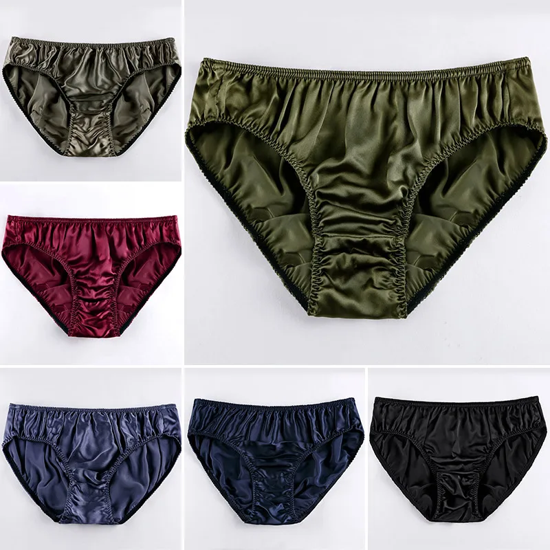 Men Mulberry Silk T-Back Panties Low-Rise Breathable Sexy Solid Thong Underwear Fashion G-String Brief Women Bikini Underpant