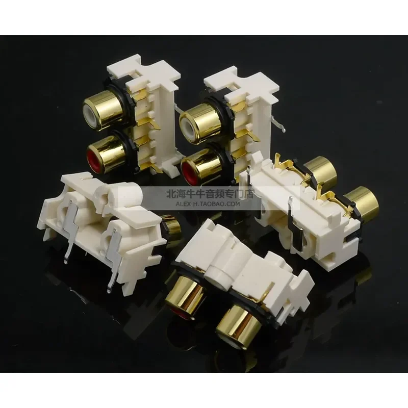 New gold-plated spot RCA 214 two-hole red and white lotus AV signal RCA socket DAC decoding applicable