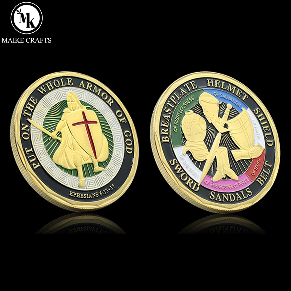 

Christian Knight Templar Commemorative Coin Metal Three-dimensional Put on The Whole Armor of God Challenge Coin Holiday Gift
