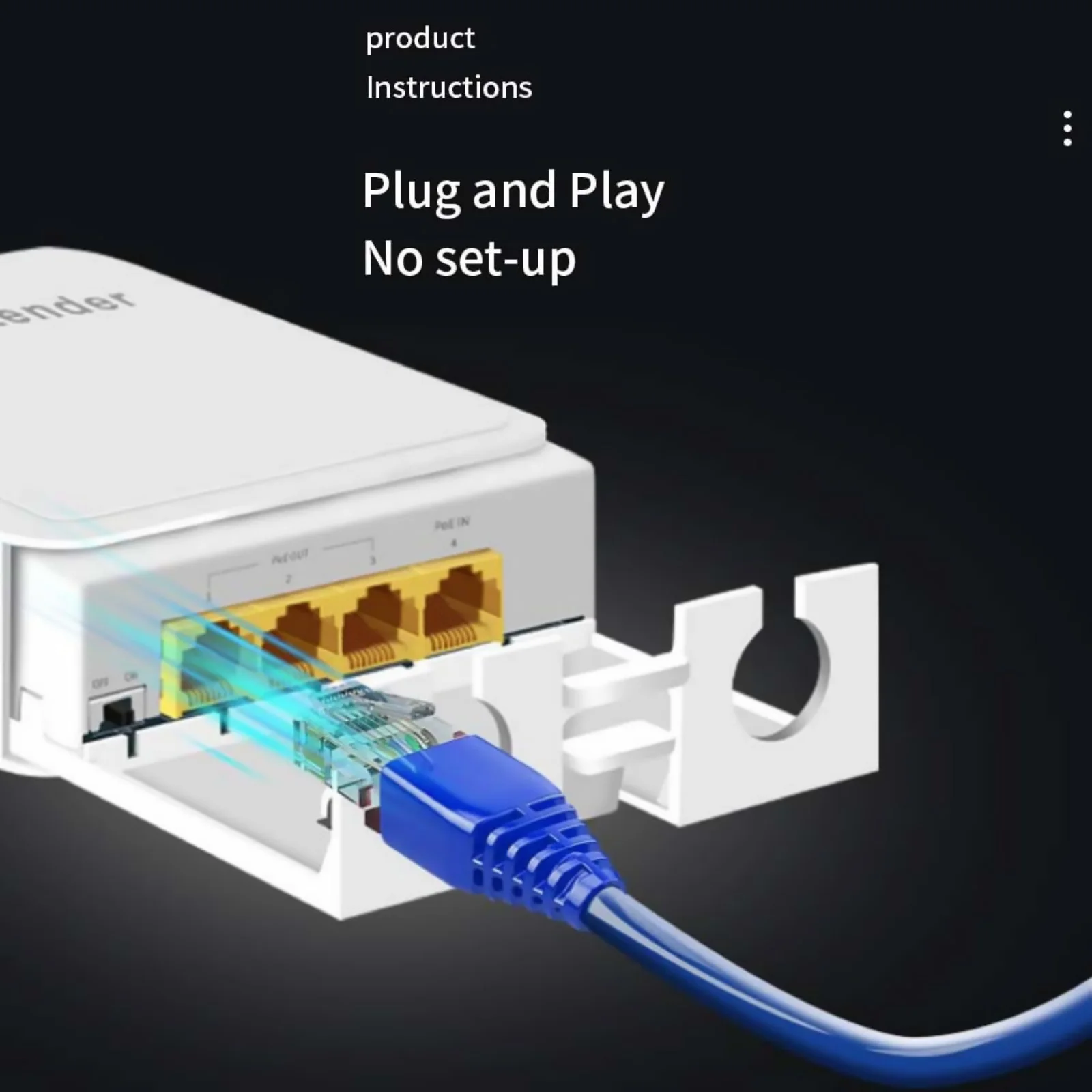 Extensor POE para exteriores, repetidor de extensión impermeable de 1000Mbps, 1 en 3, salida, adaptador de interruptor de red de 44-57V, IEEE 802.3at/af