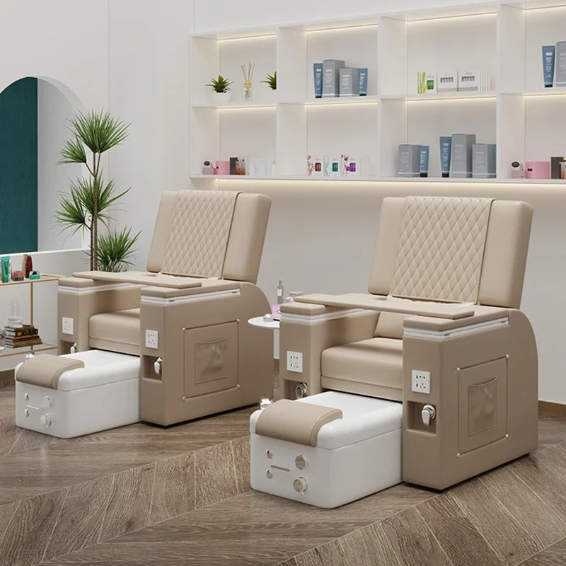 High end luxury nail salon equipment foot manicure chairs electric reclining pedicure spa chair luxury with hand basin