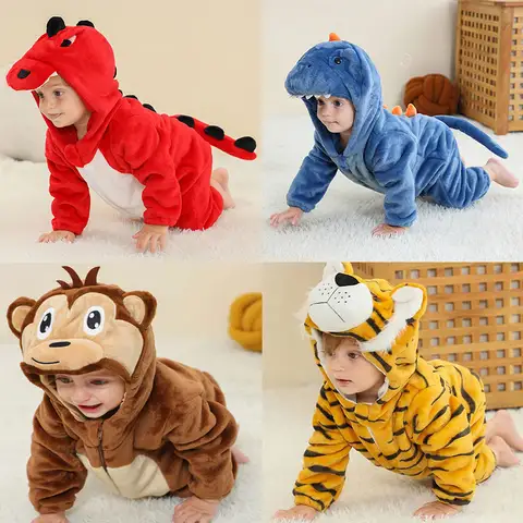 Lindo mono, tigre, dinosaurio, disfraces de Cosplay para niños y niñas, mono de animales para niños pequeños, peleles para bebés, ropa infantil, pijamas para niños Kigurumi