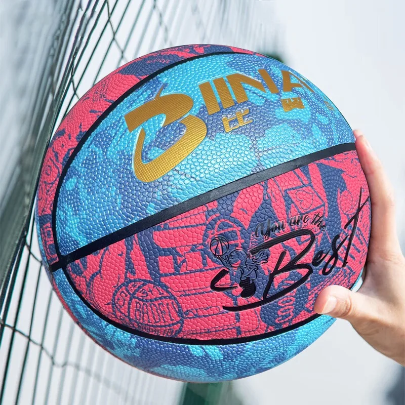 Size 5 Basketball PU Leather Wear-proof Anti-slip Training Ball Professional Group Competition Basketball Kids Game Ball