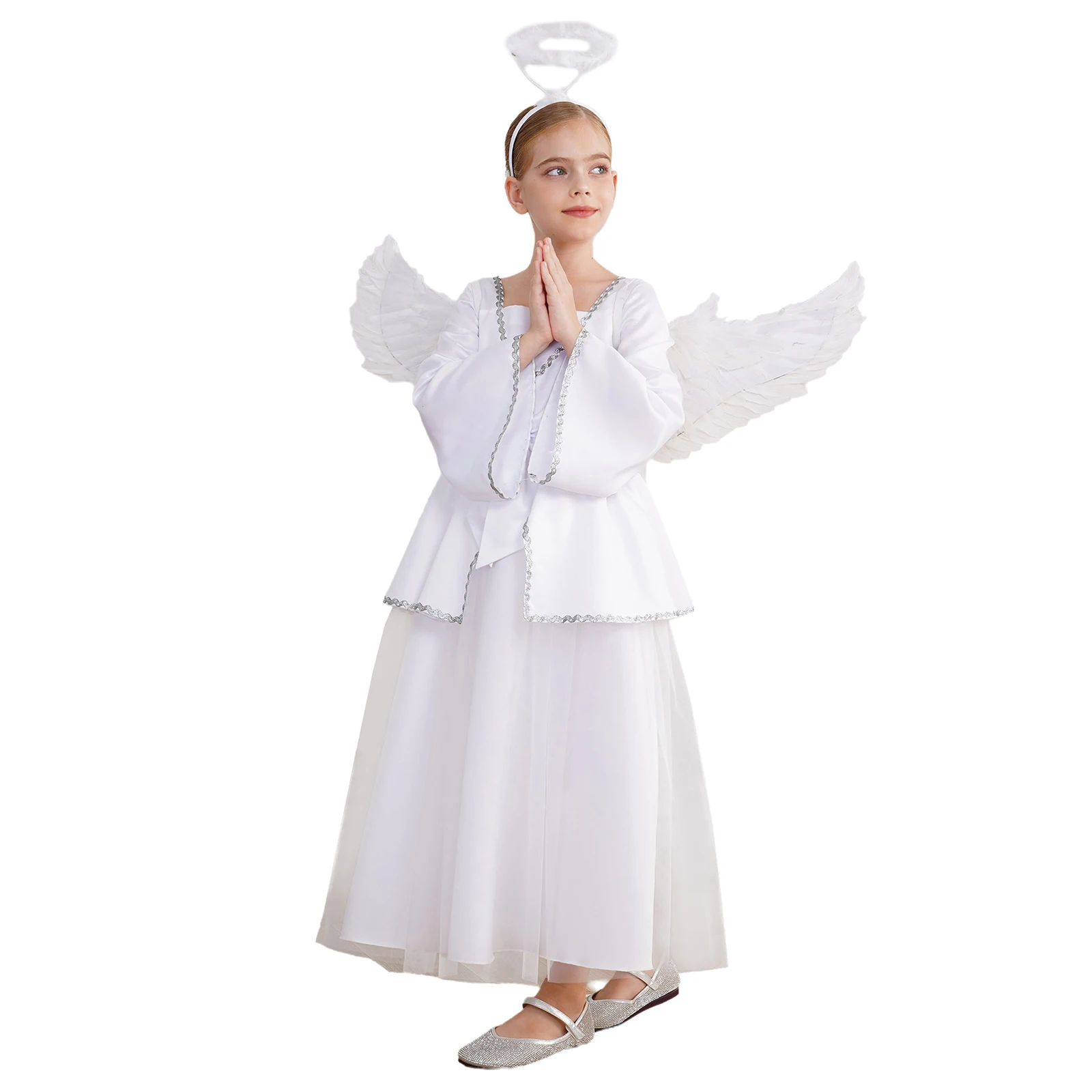 Fantasia de anjo para meninas, Vestido de baile, Vestir-se para dramatização, Princesa do Dia das Bruxas e batizado, Vestidos de comunhão e batismo, Cosplay para festa