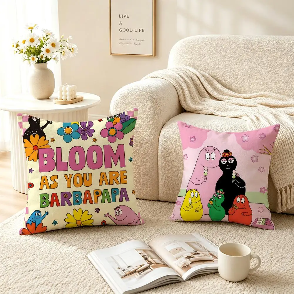 Character Barbapapa Cushion Cover Pillow Short Plush fresh natural Cushion for Living Room Bedroom Sofa Home Decoration