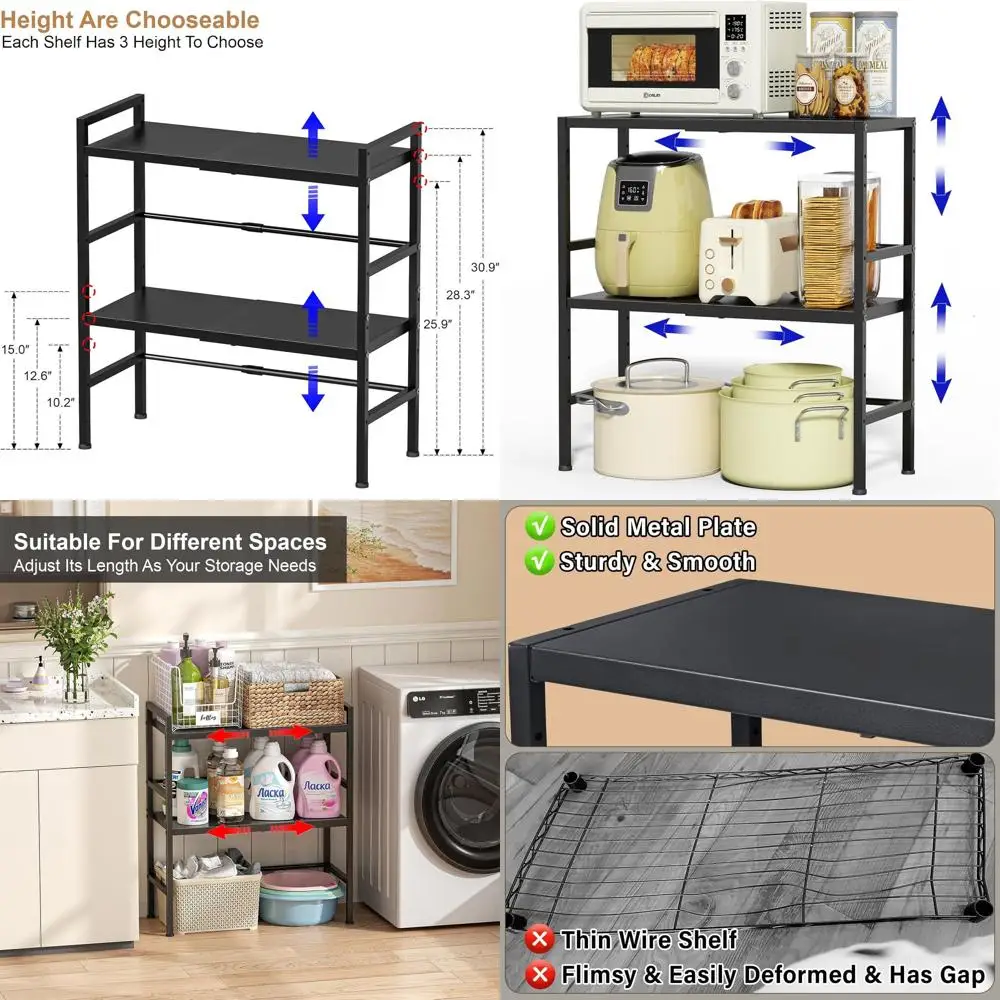 

Прочная регулируемая двухуровневая металлическая стойка для хранения тяжелых предметов на кухне, кладовой, в гараже до 300 фунтов.