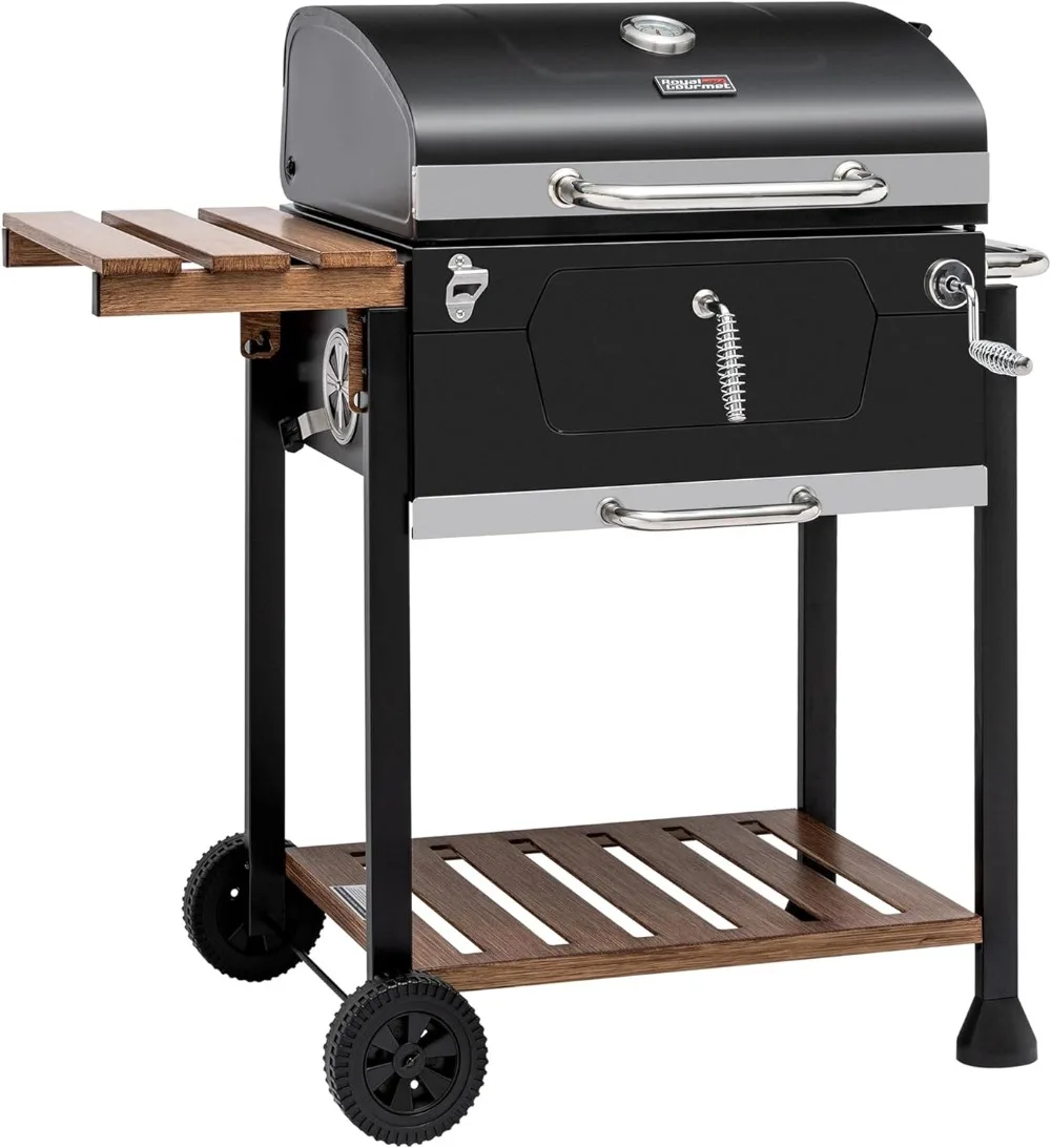 

CD1824M 24-Inch Charcoal Grill, BBQ Smoker with Handle and Folding Table, Perfect for Outdoor Patio, Garden and Backyard