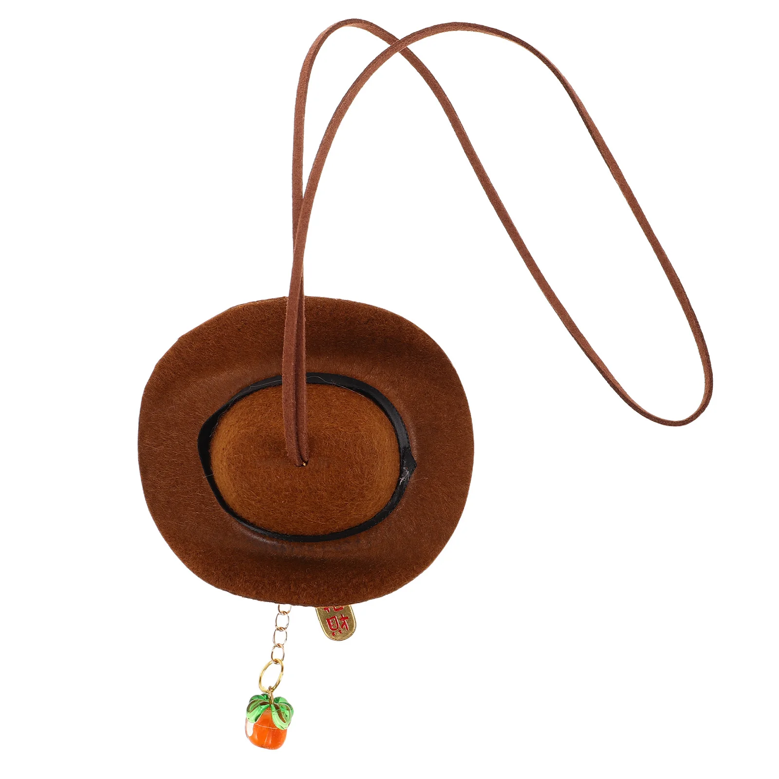 

Tibetan Cowboy Hat Car Pendant Charm Handmade Felt Mini Hat Feng Shui Wealth Ornament Auto Rearview Mirror Interior Decor