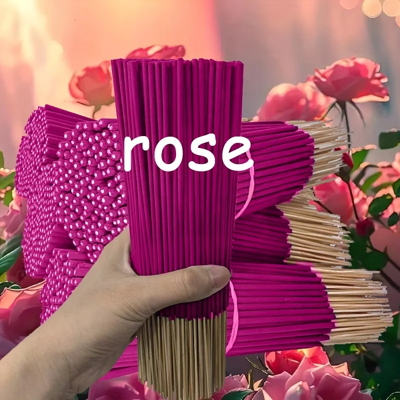 Bâtons d'encens en bambou parfumés à la rose, essentiels pour la maison, rose-rouge de haute qualité 8. Bâtons d'encens de 7 pouces de long, matériau naturel, parfum de rose, désodorisants et éliminateurs d'odeurs, les roses symbolisent la pureté, la sainteté et la propreté, adaptés au yoga, à la méditation, à la pratique de la tranquillité, à l'accueil des invités, etc.
