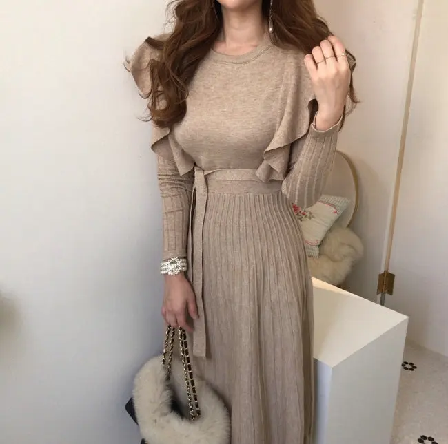 

Летнее хлопковое трикотажное платье Solowen 2020 с бантом, завязками на талии, оборками и приталенным силуэтом для женщин