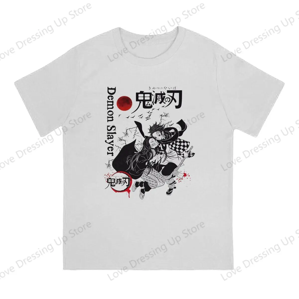 Tanjiro and Nezuko 100%Pure Cotton men's Tshirt Street Cool Tshirts Harajuku Demon Slayer Graphic Hipster Tops