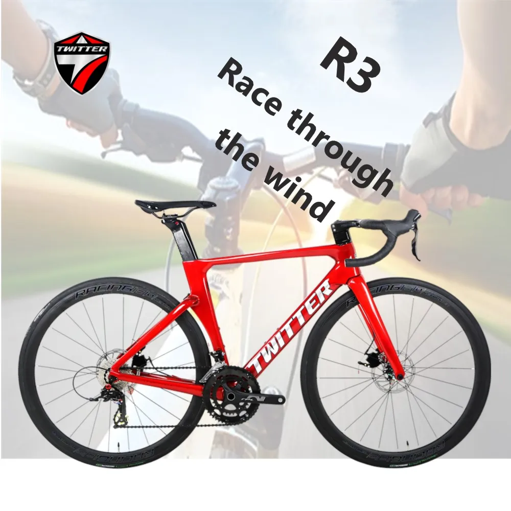 

2023TWITTER R3 RS-24S full internal wiring breaking wind racing car T800carbon fiber road bike oil disc brake 700*25C bicicletas