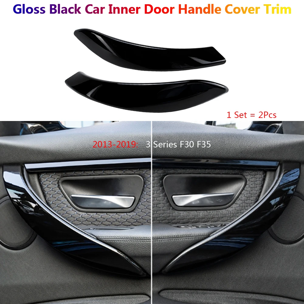 

2Pcs Black Car Door Inner Handle Sleeve Panel Cover Trim for BMW 3 Series F30 F35 Auto Decoration Accessories Coche for Vehicle