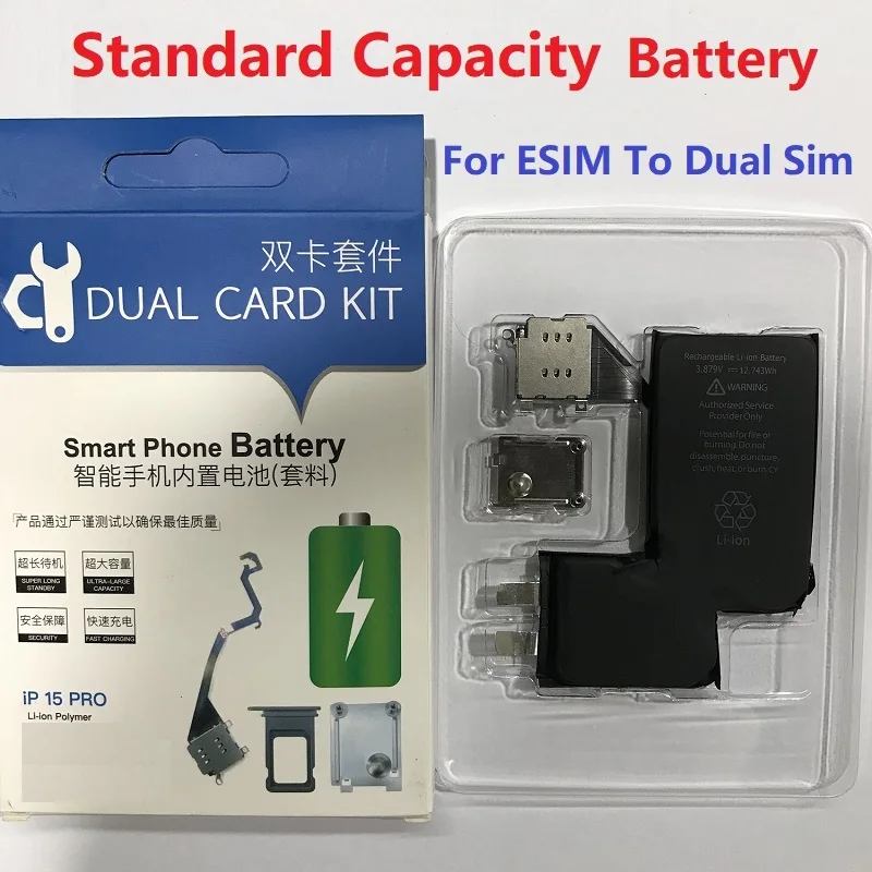 Li-ion-polymeerbatterij met standaardcapaciteit voor iPhone 15 pro Max - ESIM naar Dual Sim Dubbele kaartsleuf Wylie Repair Tablet Tool Kit