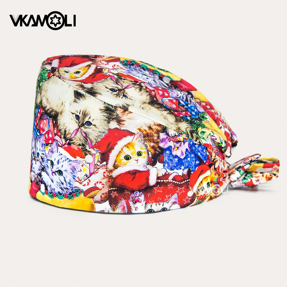 Cartoon Print Verstelbare Scrub Hoed Schoonheidssalon Verpleging Cap Health Service Pet Pet Pet Dierenwinkel Scrub Cap Verpleging Cap