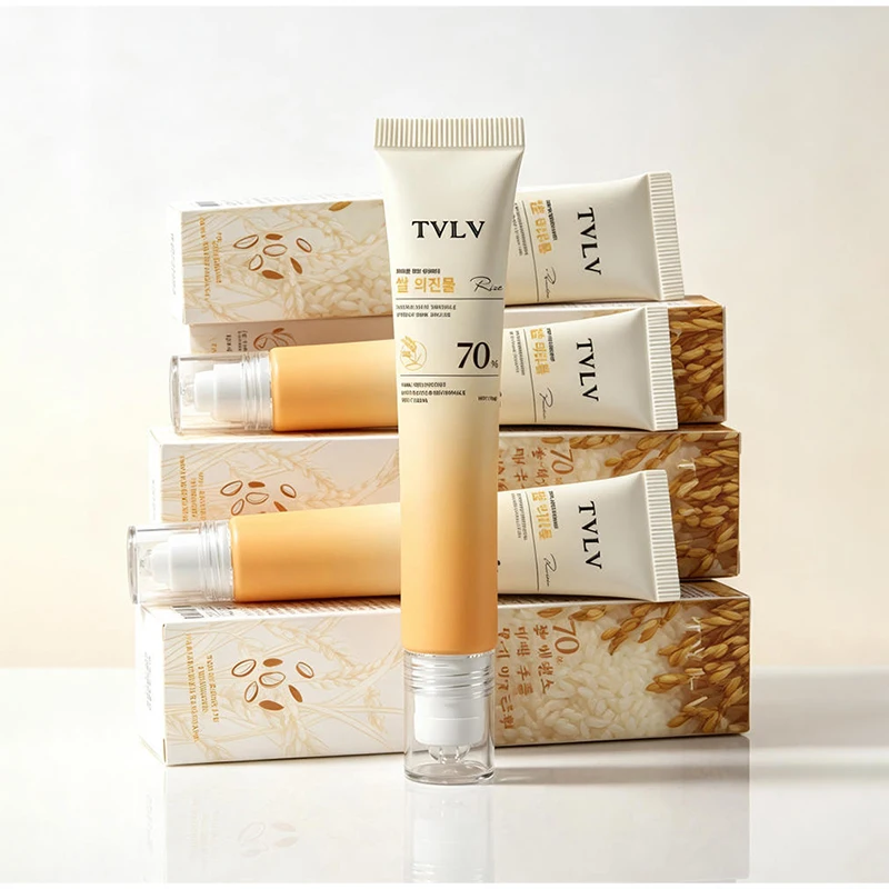 Eye Cream with Rice Extract Moisturizing Hydrating Eye Serum Lifting Firming Roller Ball Eye Care Nourishing Eye Treatment