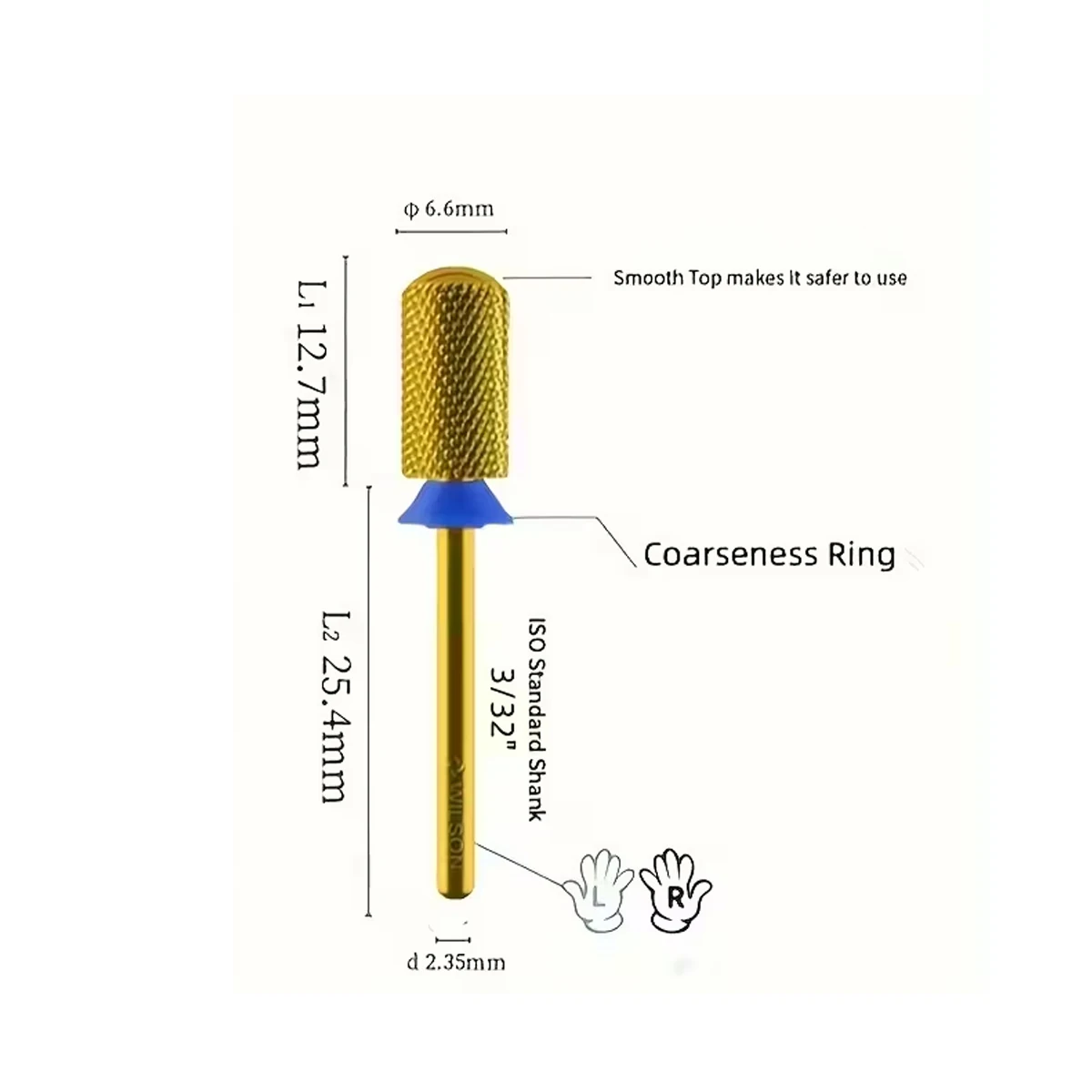 Set di punte per trapano per unghie in metallo duro con punta superiore liscia a canna grande da 6,6 mm Rimuovi rapidamente punte per trapano per unghie in gel per strumenti per unghie acriliche