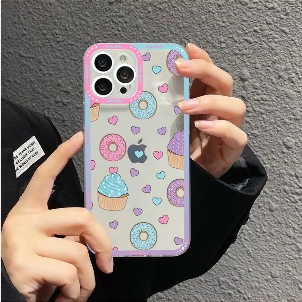 Dessert ice cream Macaron Food Phone Case For iPhone 14 13 12 11 Pro Max Mini X Xs XR 6 7 8 Plus SE 2020 Transparent Case