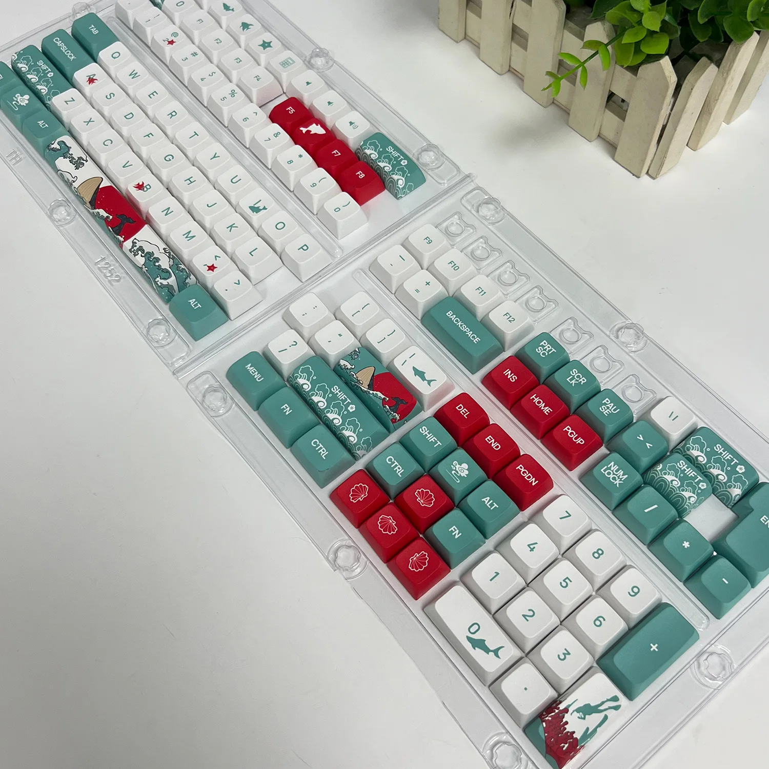 Coole Coral Sea XDA Dye-sub PBT-Tastenkappen für 61 68 84 87 81 96 98 104 10 Tasten mechanische Tastatur, maßgeschneiderter Hai-Tastenkappen-Schalter