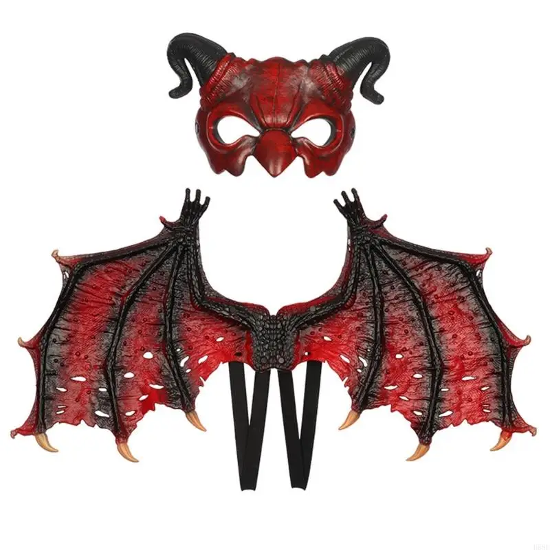 

H58E Adult Dragon Costume for Men Women Teen, Halloween Dragon Wing and Mask Set, Adult Dragon Cosplay Wing Dress up Costume