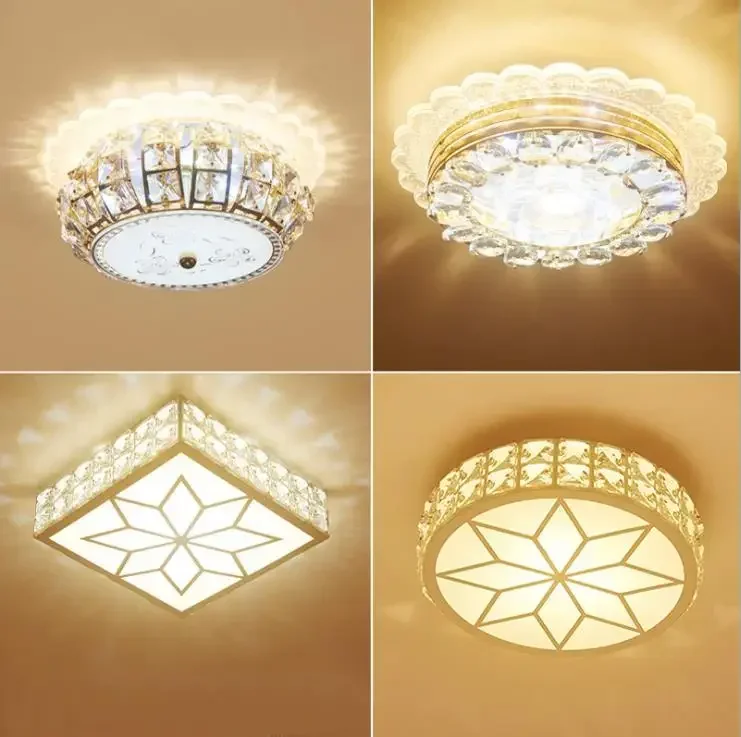 

Creative European crystal ceiling corridor lamp circular led living room lamp balcony corridor simple modern lighting