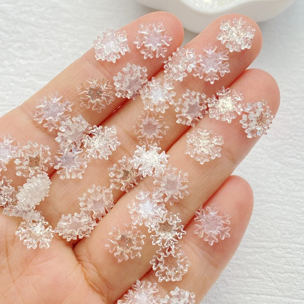 

100pcs Resin Mini Colorful Christmas Snowflakes Nail Art Flatback Stone DIY Bow Scrapbook Christmas Decor Accessories Crafts