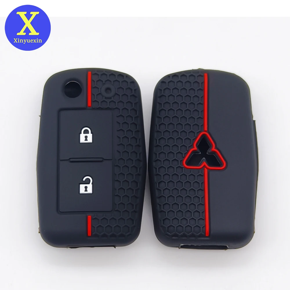 xinyuexin-capa-de-chave-de-carro-de-silicone-para-mitsubishi-triton-2024-2025-2-botoes-flip-remoto-chave-shell-fob-2-tamanhos