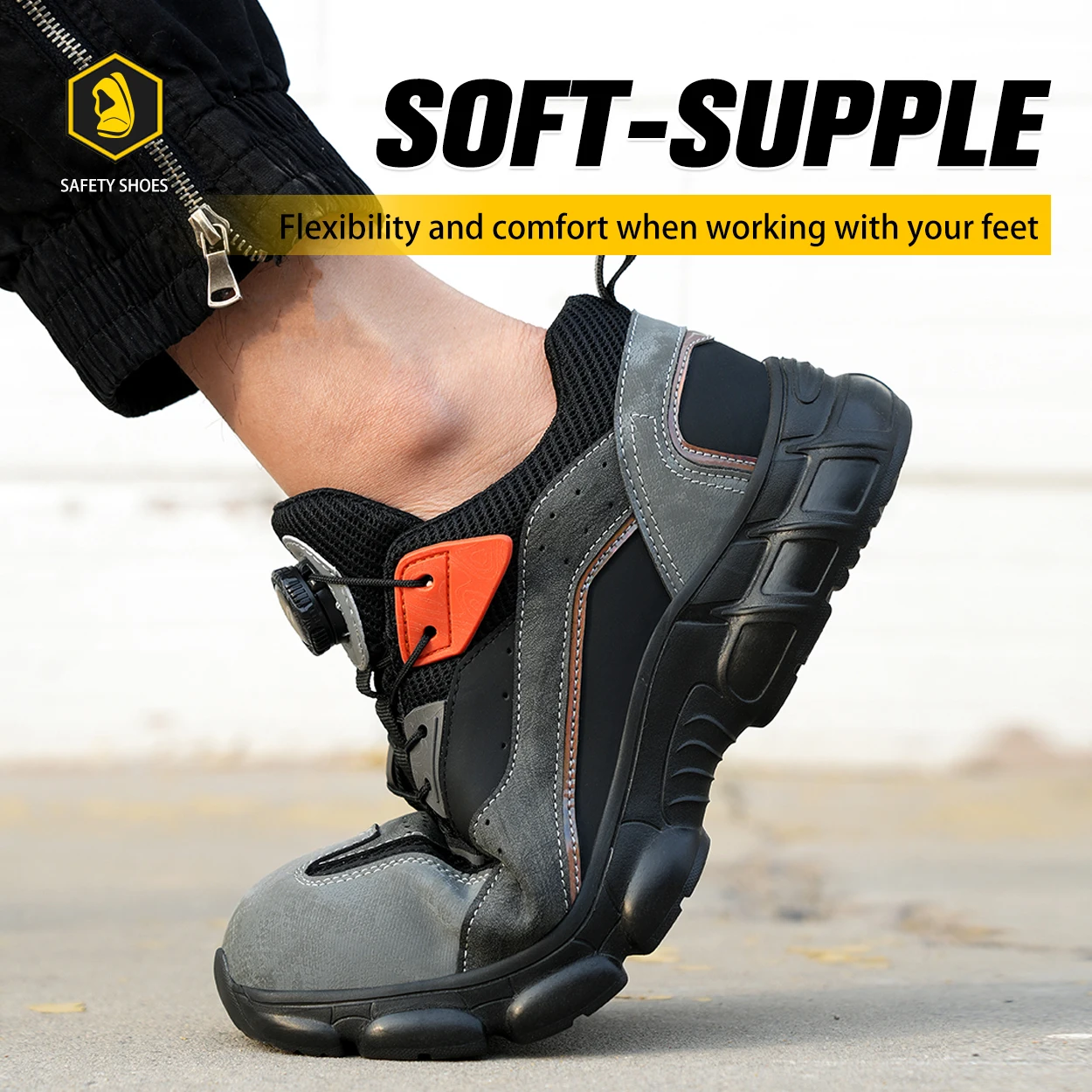 Black Leather Puncture-proof Work Safety Shoes For Men Anti Smashing Steel Toe Cap Boots Non-slip Indestructible Male Footwear