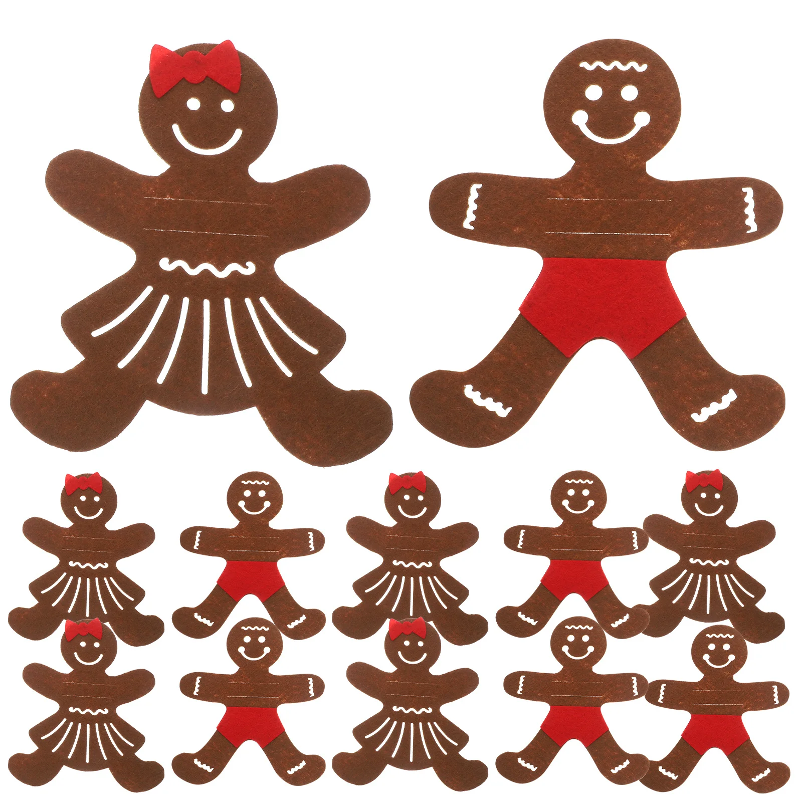 12Pcs Gingerbread Man Cutlery Bags Festive Christmas Table Decoration Reusable Fork and Knife Pouches Banquet Tableware